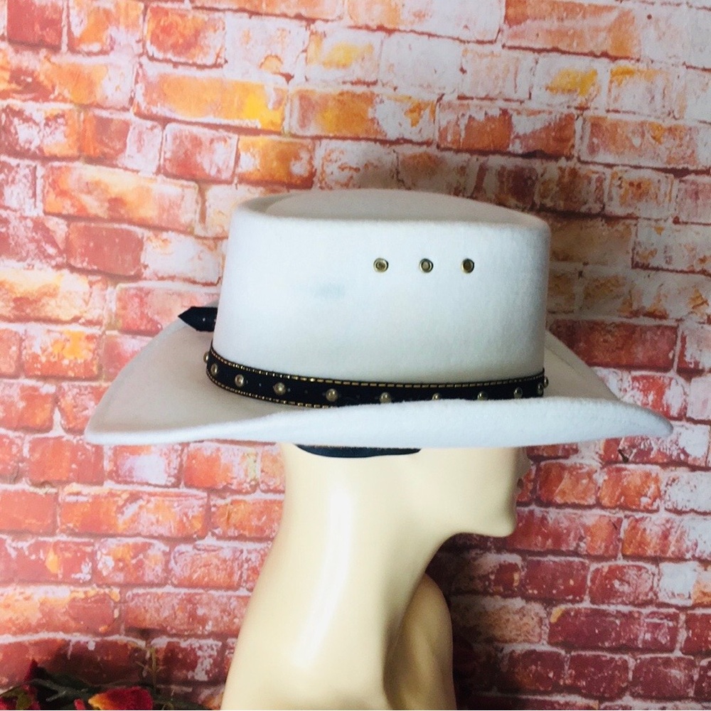 Vintage White Western Express Felted Cowboy Hat - Picture 3 of 10